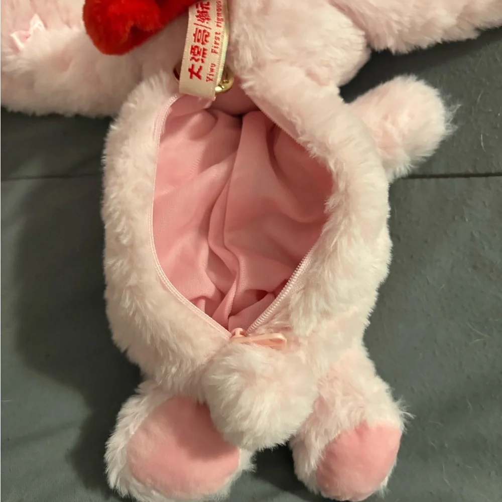 Baby Three pink bunny plush pencil case - Picture 3 of 10